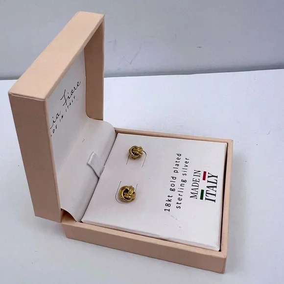 MÍA FIORE, KNOTT STUD EARRINGS, STERLING SILVER & 18KT GOLD PLAYED EARRINGS - Picture 2 of 14